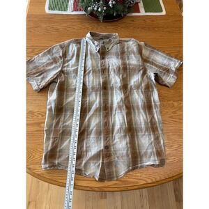 Carhartt XL Regular‎ Plaid Short Sleeve Button Up Shirt Relaxed Fit Men Tan